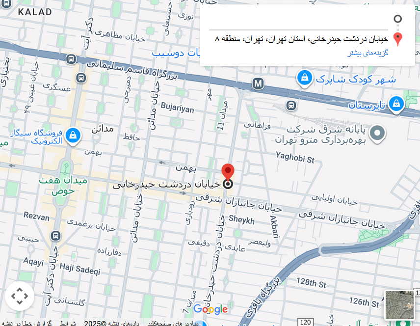 لوکیشن اموزشگاه بانو روشنایی در نارمک